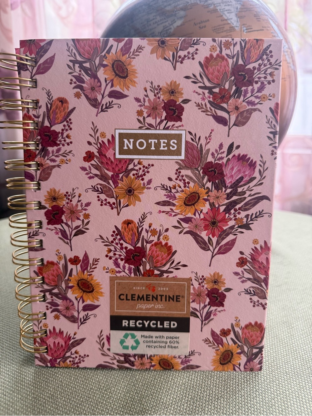 🌞 4/$20 - Clementine Pink Floral Bouquet Spiral Notebook, 8.5x6 inch 192 Pages